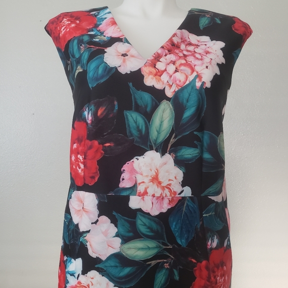 NWT Plus Calvin Klein Floral V-Neck Scuba Dress - Picture 5 of 8